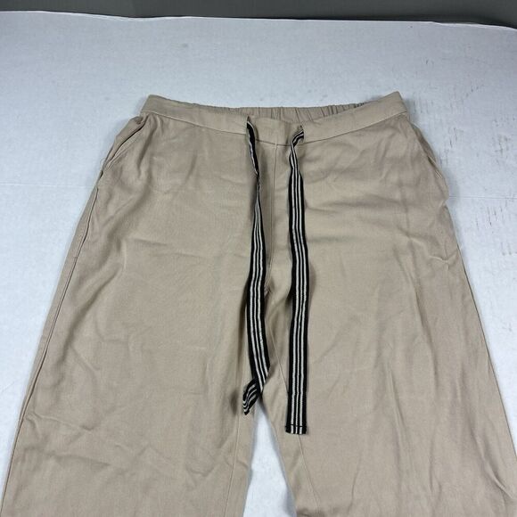 MNG Mango Basics Womens Drawstring Ankle Pants Beige Pull On Pockets Casual XS - Picture 3 of 12